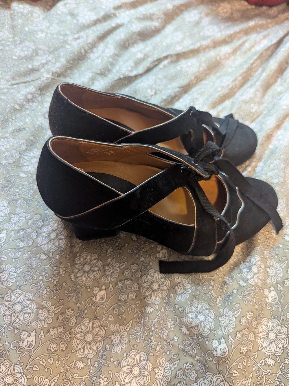 Earthies Black Suede Mary Janes